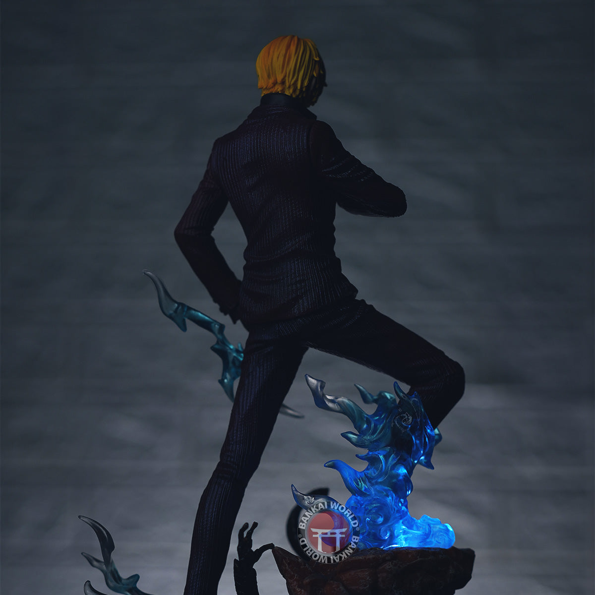 Sanji Fighting Pose With Blue Flames Lighting Action Figure