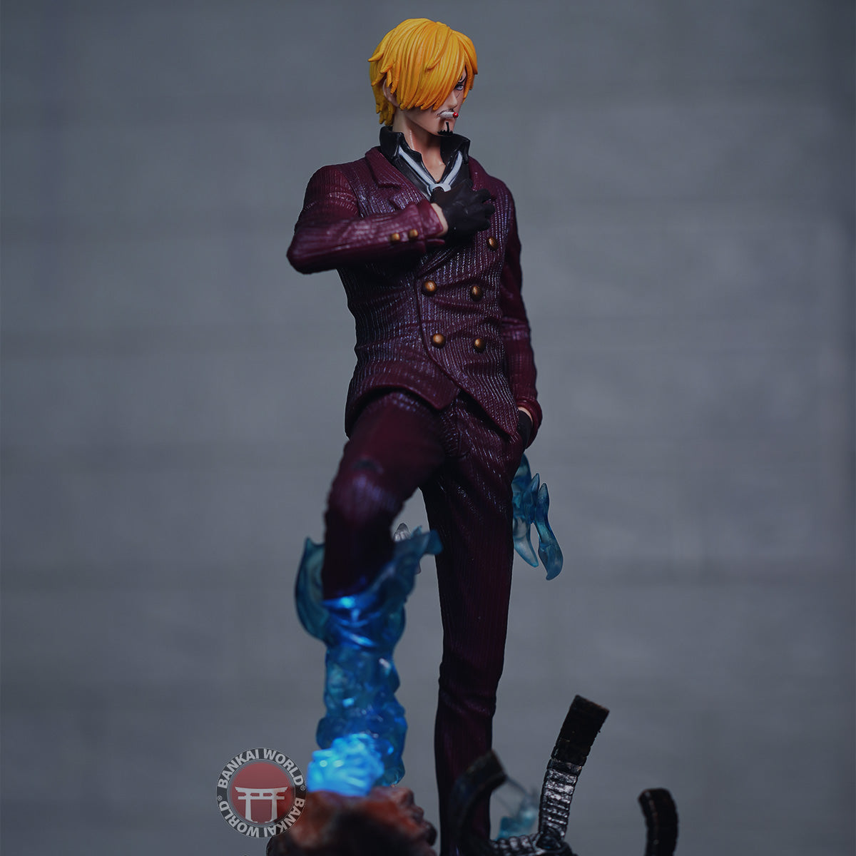 Sanji Fighting Pose With Blue Flames Lighting Action Figure